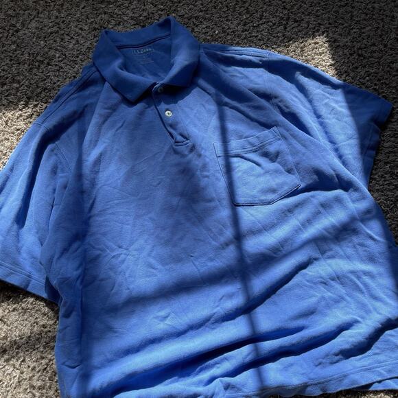 LL Bean Men L REG Navy Blue 100% Cotton Short Sleeve Polo Shirt Outdoor Casual - Picture 2 of 9